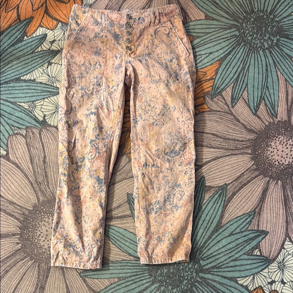 anthropologie patterned cargo pants
